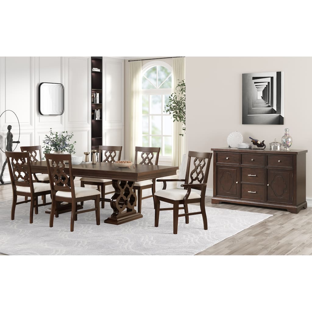 Rita Collection Solid Wood 7-Piece Ornate Dining Set