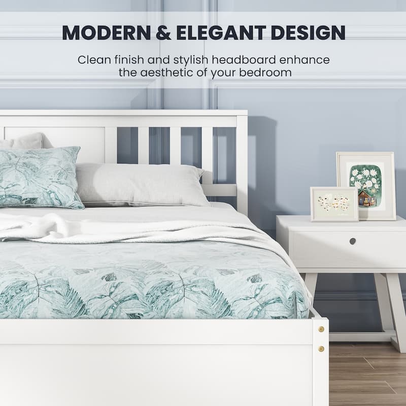Gymax Twin / Queen / Full Size Bed Frame w/ Headboard Wood Slat