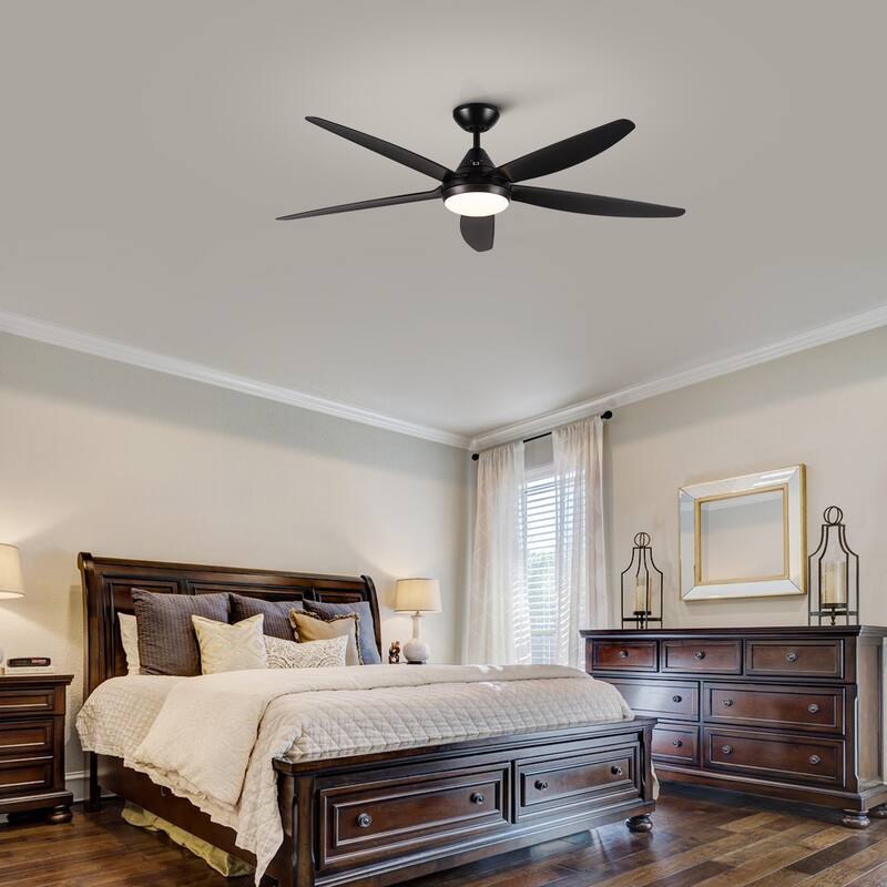 YUHAO 56 in. Dimmable LED IndoorBlack Ceiling Fan with Remote - 56 INCHES