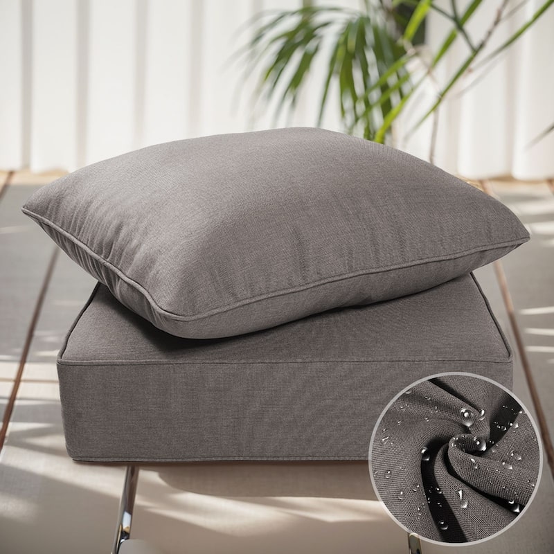 Gymojoy 24"x24"x6" Thick Cushions & Pillows Set - Deep Seat Indoor/Outdoor Water & Fade Resistant