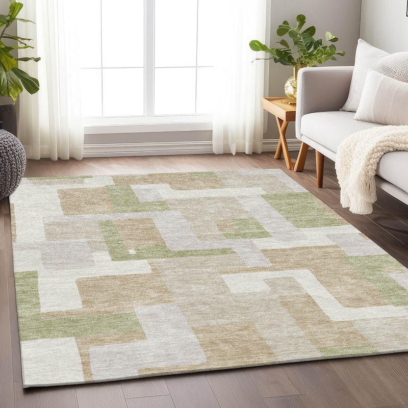 Premium Washable Super Soft Geo Casual Mayfield Rug - Beige - 10' x 14'