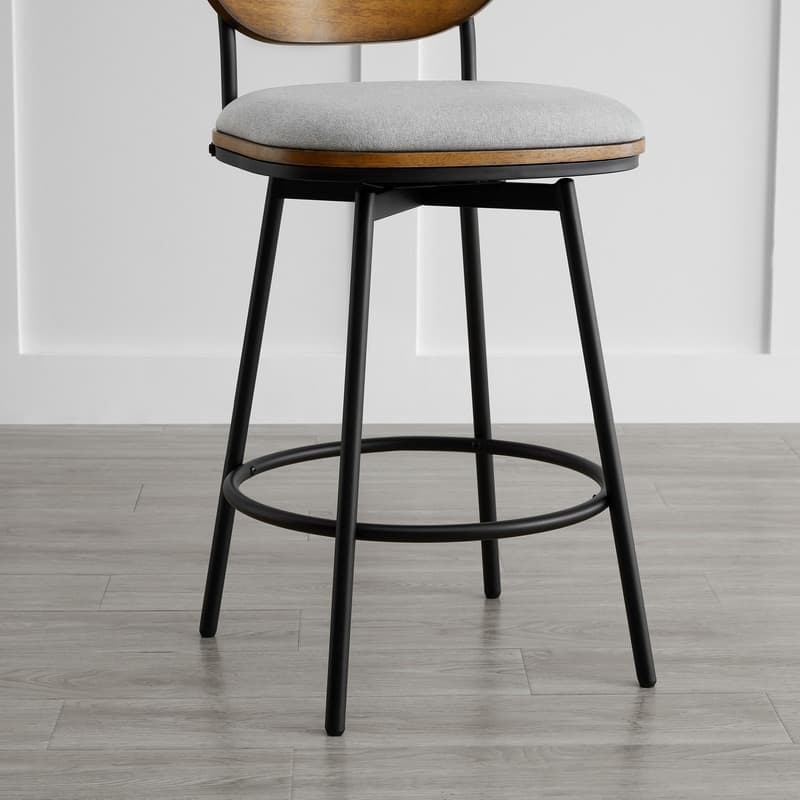 Spruce & Spring Megan Swivel Counter Bar Stool with Metal Legs