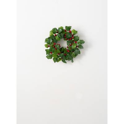 Sullivans Berry Leaf Artificial Mini Wreath 10"H Green