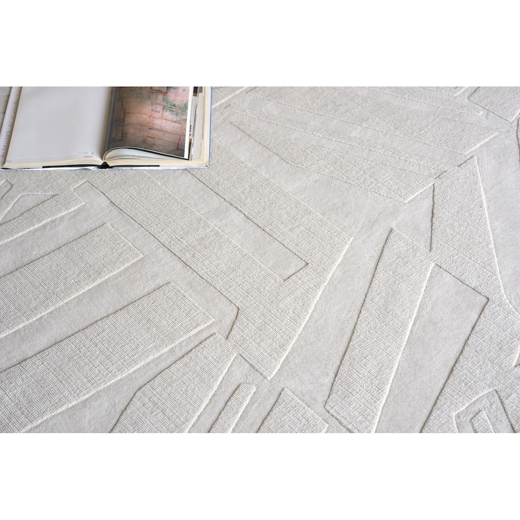 Exquisite Rugs Tempo Handmade Handloomed New Zealand Wool Light Beige Area Rug