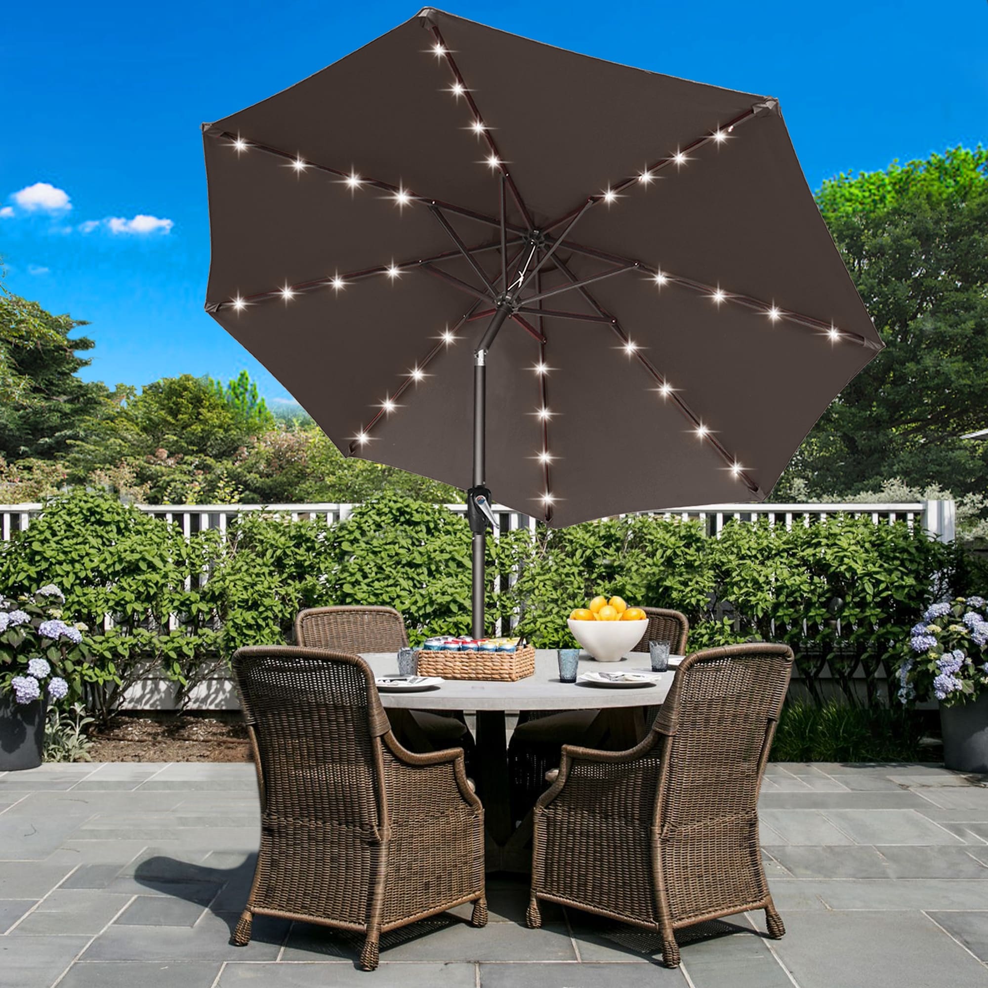 ABCCANOPY 9FT Outdoor Patio Solar Umbrella with 32LED Lights - Bed Bath u0026  Beyond - 35154454