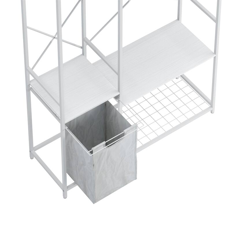 Freestanding Clothing Rack with Bottom Mesh Storage Rack