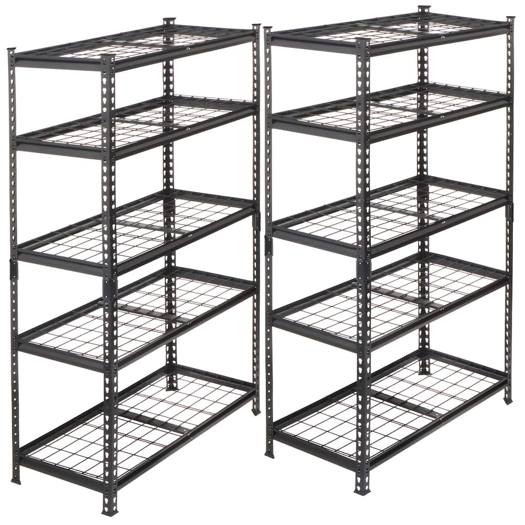 2-piece 5-Tier Storage Shelves set, Heavy-Duty Garage Shelving, Adjustable Shelving Unit, Steel Shelf, Boltless Assembly