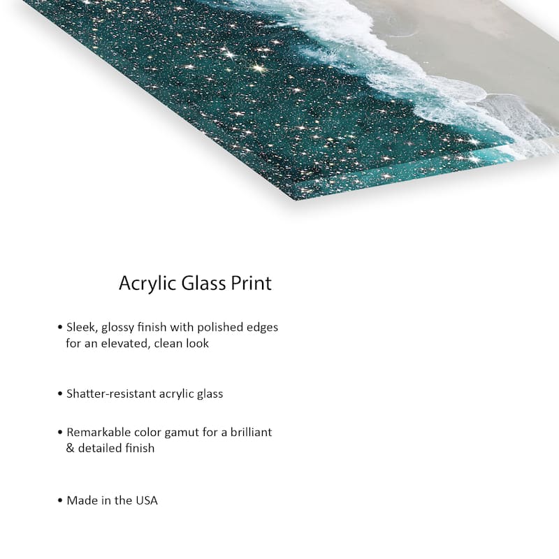 Glitter Aerial Beach Print On Acrylic Glass by Mambo Art Studio