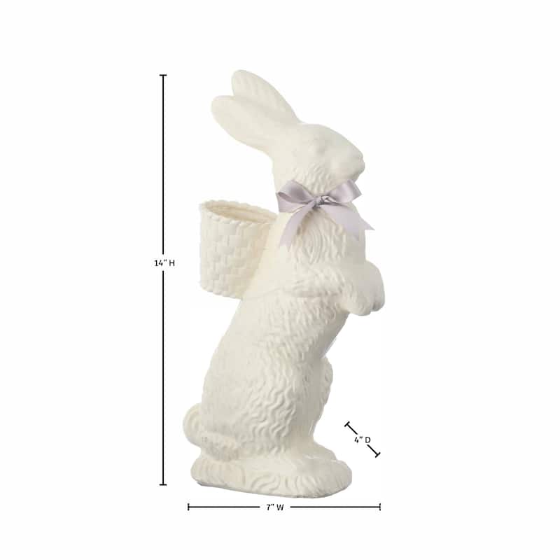 14" Resin Chocolate Bunny With Basket