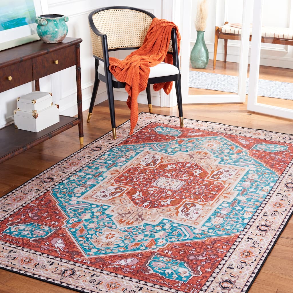 SAFAVIEH Tucson Machine Washable Slip Resistant Einhildur Oriental Medallion