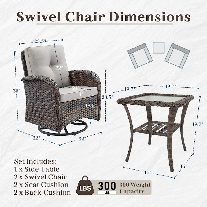 Pocassy Outdoor Wicker Patio Chairs Set
