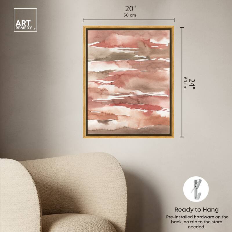 Art Remedy Tone Tinted Powders Framed Boho Abstract 1 Piece Canvas Wall Art