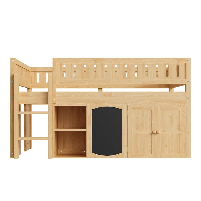 Multi-Functional Full Loft Bed with Chalkboard & Built-In Cabinet by Harper&Bright Designs