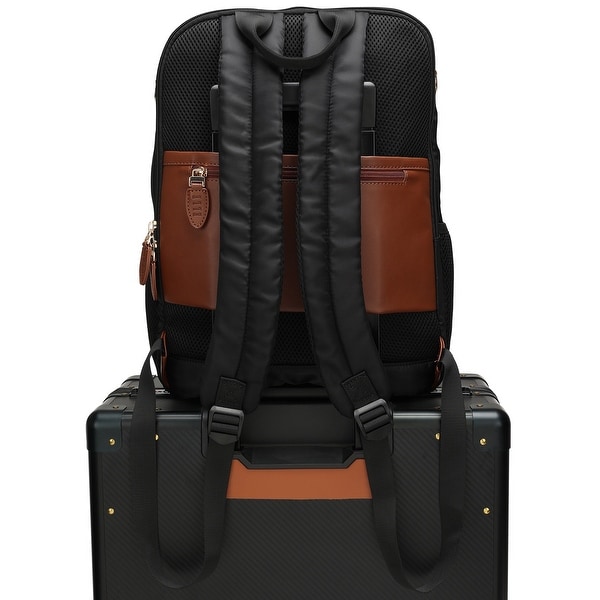 ELLE Luxe Journey 18L Twill and Vegan Leather Backpack - Bed Bath