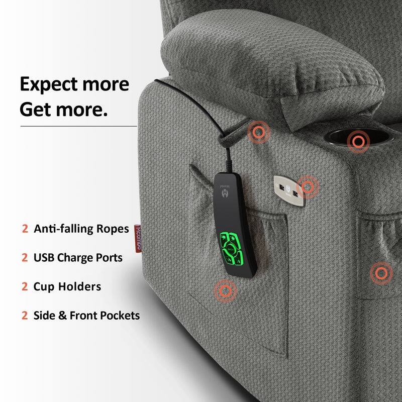 MCombo Dual Motor Power Lift Recliner Chair for Elderly, Massage and Heat, Fabric 7680