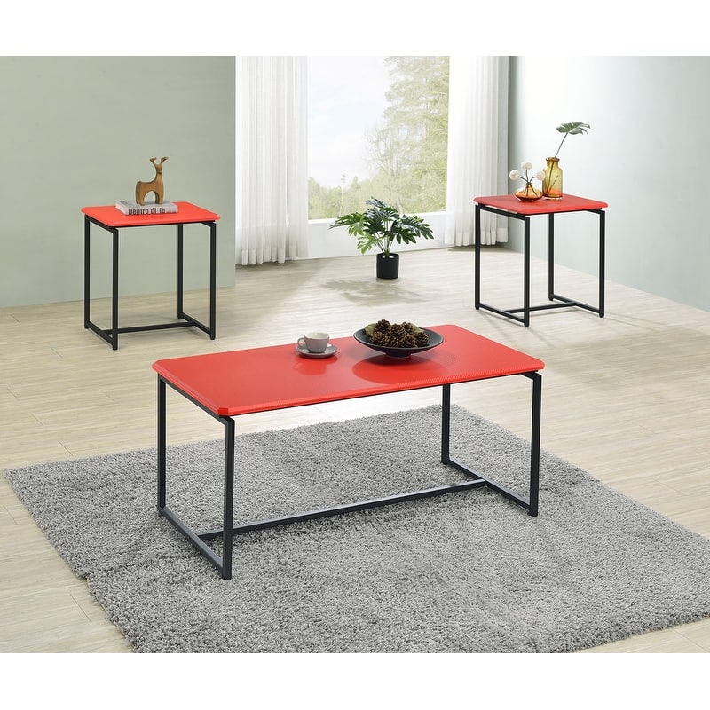 GT 3 Piece Carbon Fiber Wrap Coffee Table and End Table Set
