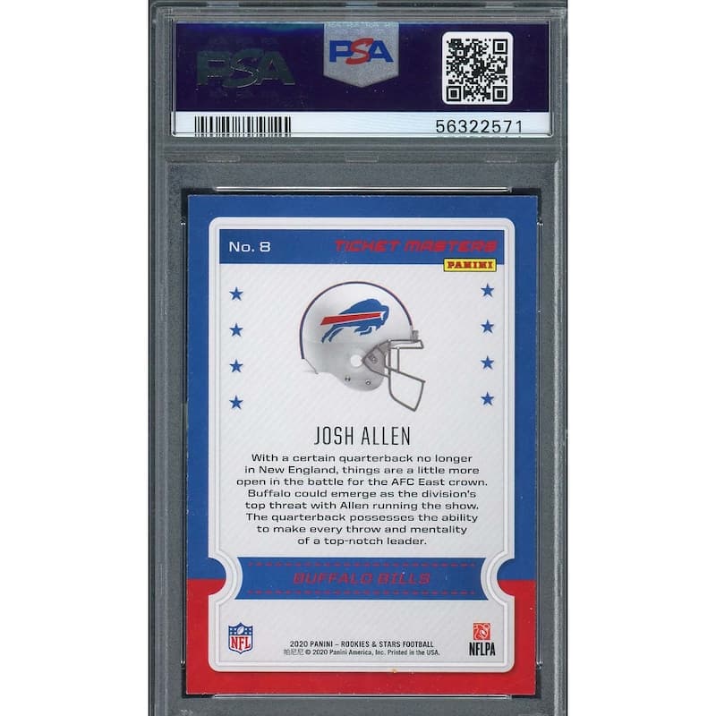 Josh Allen 2020 Panini Rookies & Stars Ticket Masters Card #8 Graded PSA 10 - 8'6" x 11'6"