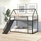 preview thumbnail 25 of 23, Twin over Twin House Bunk Bed with Convertible Slide, Ladder and Safety Guardrail Black