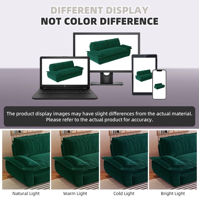 73.2" Queen Pull Out Sofa Bed, 3-in-1 Convertible Sleeper Sofa, Multi-Functional Velvet Loveseat Bed - Green