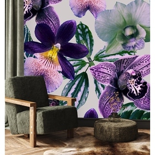 Violet Flowers Wallpaper Peel and Stick and Prepasted - Bed Bath ...