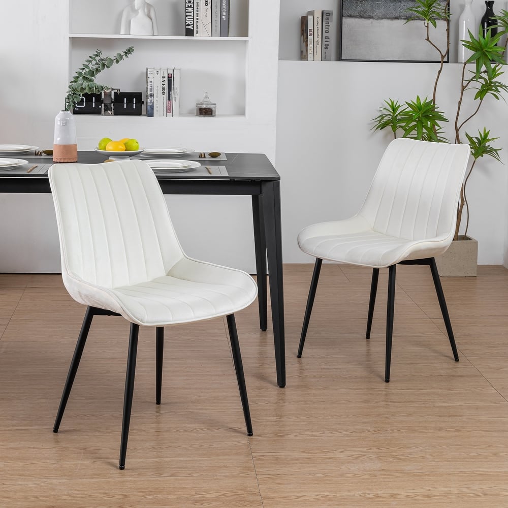 XINMICS Mid-century Modern Dining Chairs, Velvet Upholstered Metal Side Chair, Set of 2/4/6