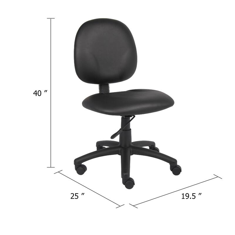 Nate Swivel Task Chair with Contour Back, Caster Wheels, Black Vinyl