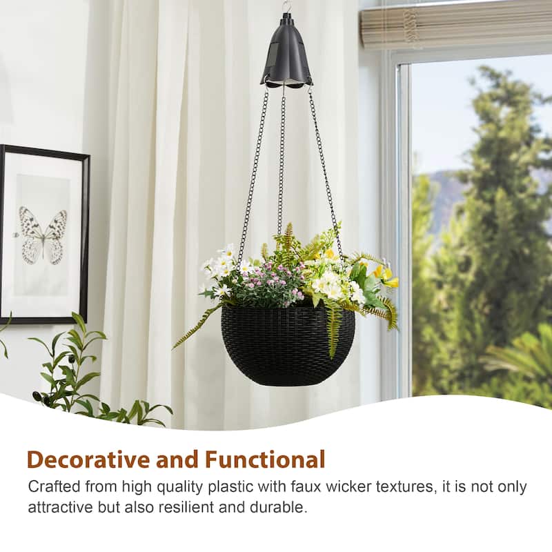 Baimuru 30-inch Height Solar Lighted Hanging Plastic Planter by Havenside Home