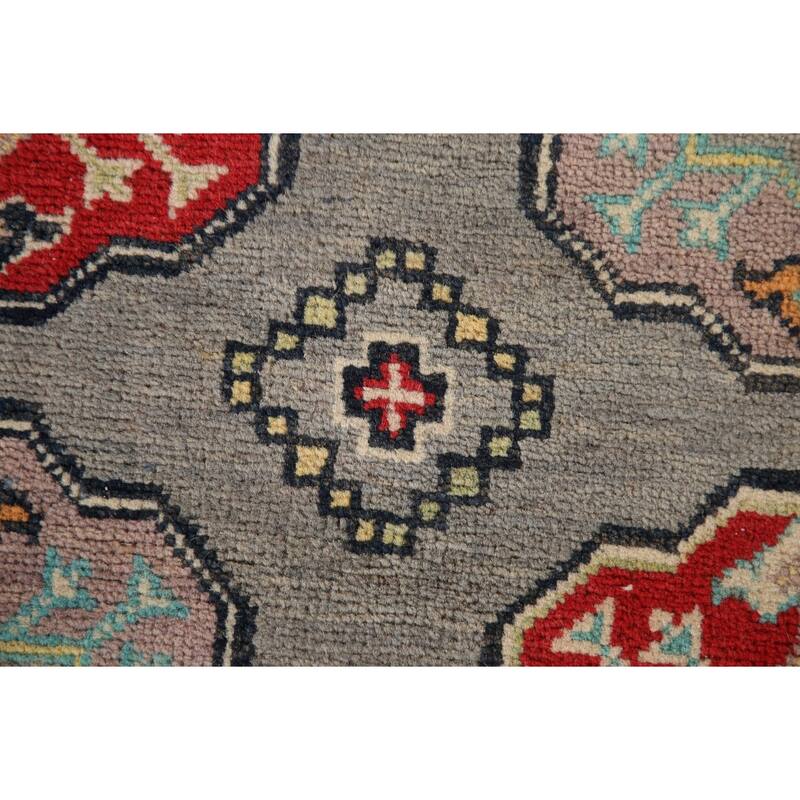 All-Over Kazak Area Rug Hand-Knotted Wool Carpet - 6'9" x 9'8"