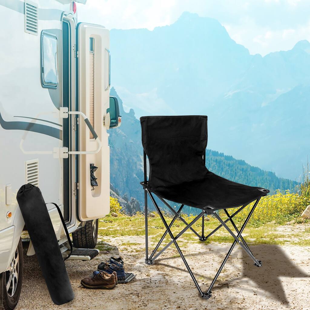 Armless Foldable Camping Chair With Carry Bag Outdoor Hiking Fishing