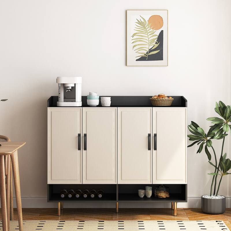Modern Shoe Cabinet with 4 Doors, Shoe Storage Organizer with Adjustable Shelves for Entryway