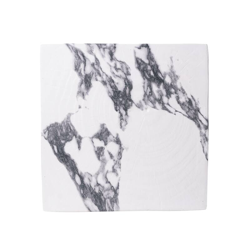 Christopher Knight Home - Modern Indoor/Outdoor 18.5"H Geometric Faux Marble MgO Accent Side Table with Sculptural Fluted Design