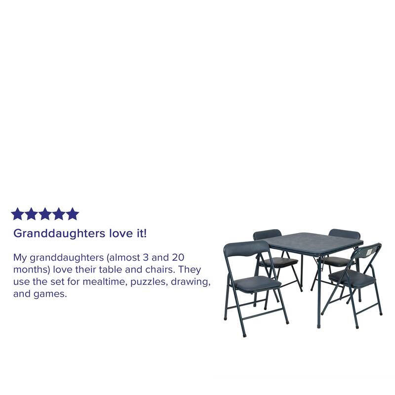 Kids 5-Piece Classroom Folding Table and Chairs Set - 2'0" x 1'8" x 2'0" Square