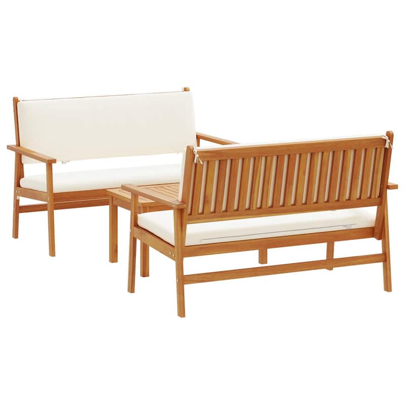 vidaXL 3 Piece Garden Sofa Set with Cushions Solid Wood Acacia - 29.5 x 17.7 x 15