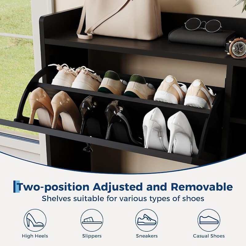 Freestanding 3 Flip Drawer Shoe Cabinet for Entryway Hallway Storage