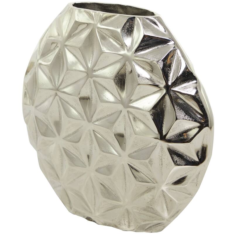 CosmoLiving by Cosmopolitan Aluminum Metal Faceted Geometric Vase - Black, Silver, Gold
