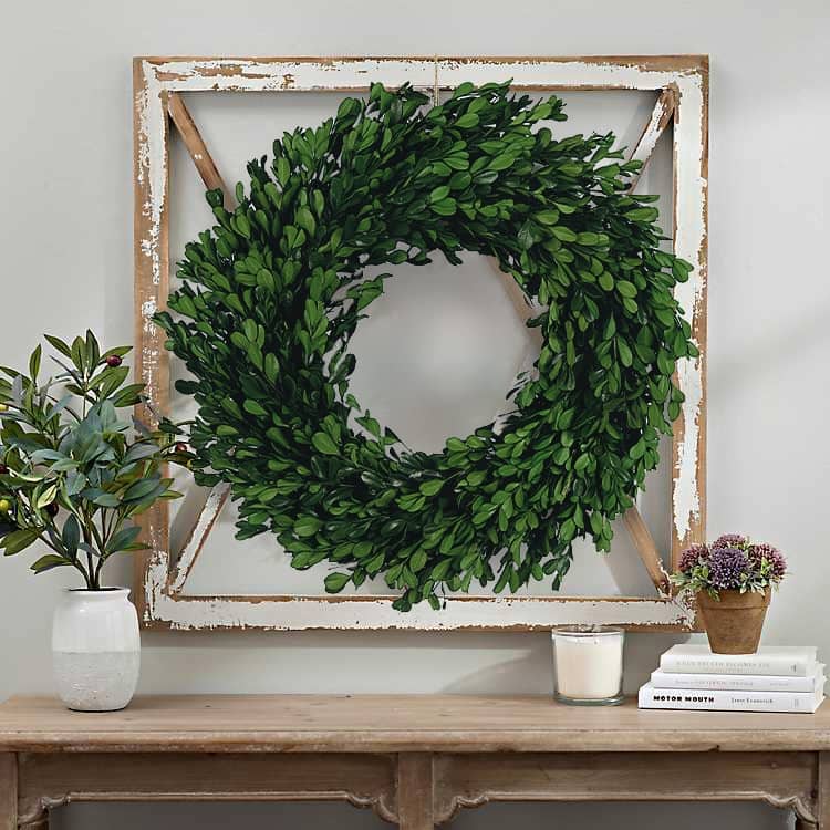Faux Boxwood Wreath, 13 Inch Diameter