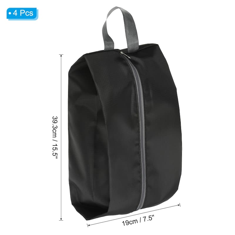 Waterproof Shoes Bags, 4Pcs Travel Portable Shoe Storage Organizer Bag - Black - 39.3 x 19cm