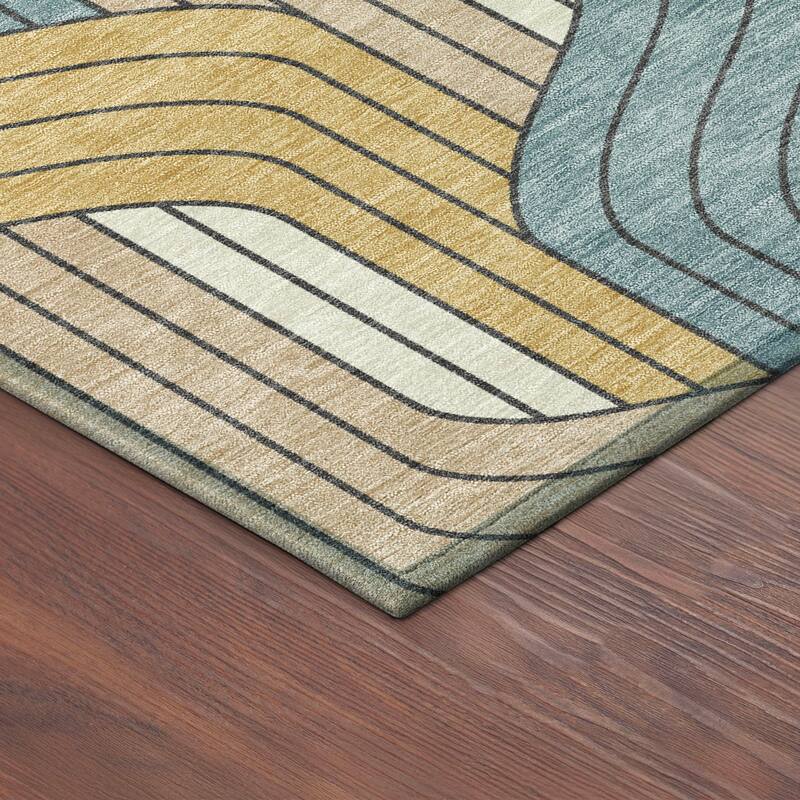 Machine Washable Indoor/ Outdoor Modern Pathway Chantille Rug