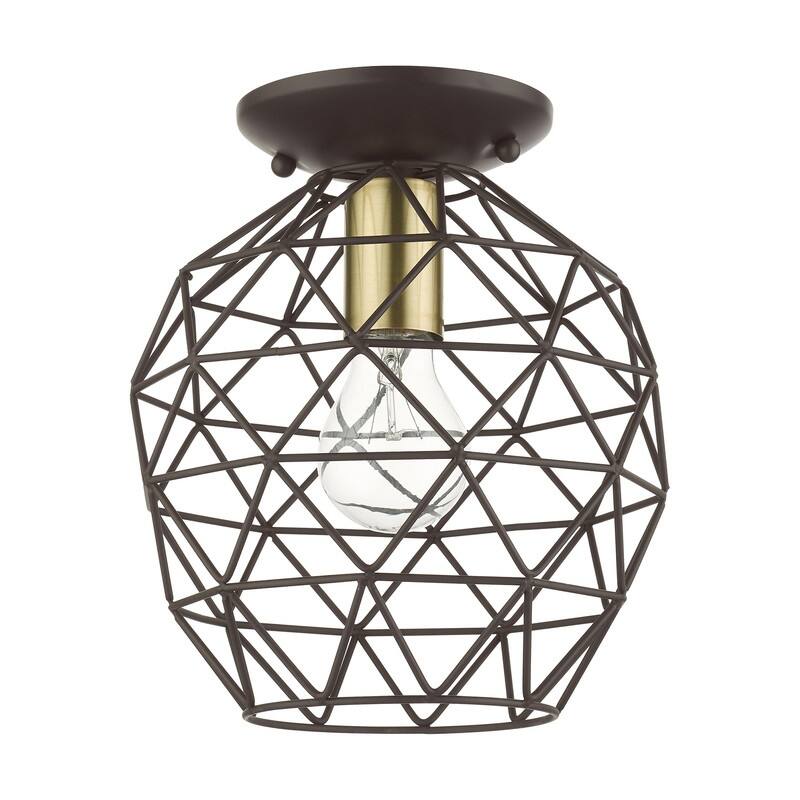 Livex Lighting 1 Light Bronze Flush Mount, 46598-07 - 8" Dia x 9.25" H