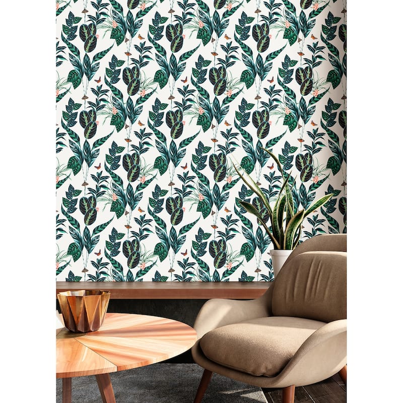 Spirit Indigo Tropical Foliage Wallpaper