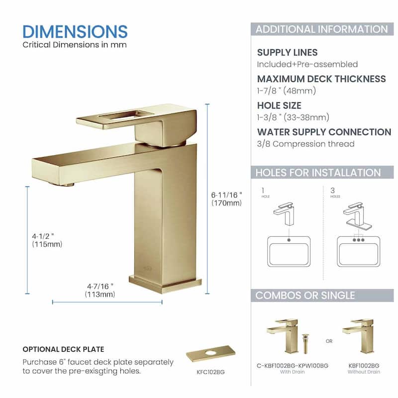 Single-handle Bathroom Vanity Sink Faucet w/ Water Hose