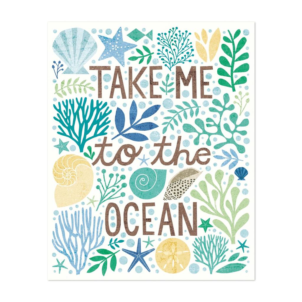 Under Sea Treasures IV Sea Glass Typography Animals Art Print/Poster