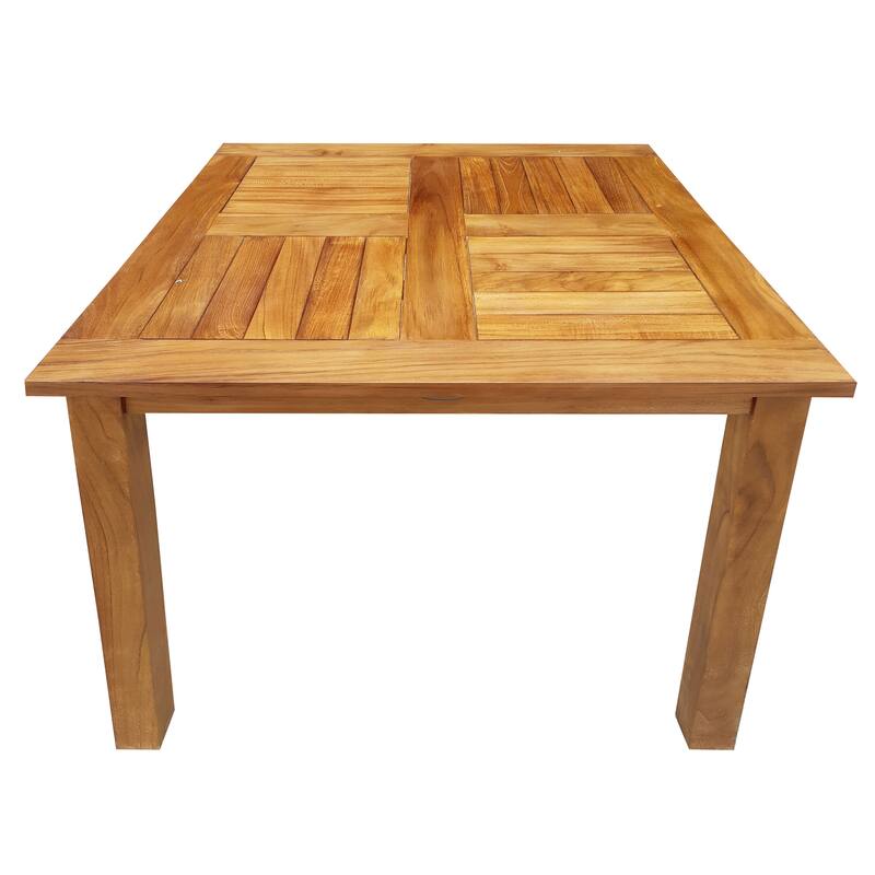 Chic Teak 5 Piece Teak Wood Seville Medium Counter Height Patio Bistro Set, 4 Counters Stools and 35" Square Table