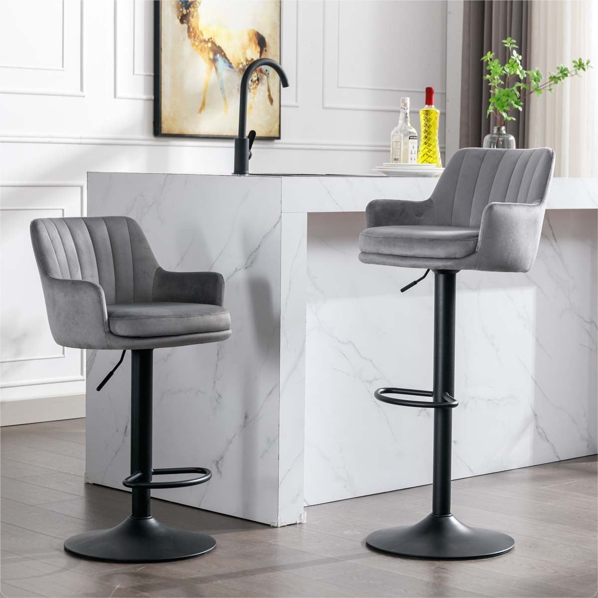 Adjustable Barstools with Back and Footrest Set of 2 On Sale