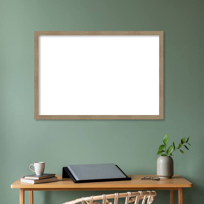 Amanti Art Woodgrain Stripe Blonde Framed Dry Erase Magnetic Board