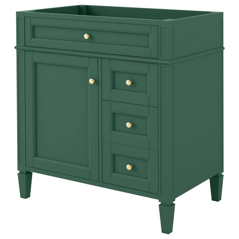 Roomfitters 30" Vanity Base Only, Modern Bathroom Cabinet with 2 Drawers and Tip-out Tray, Basin Not Included