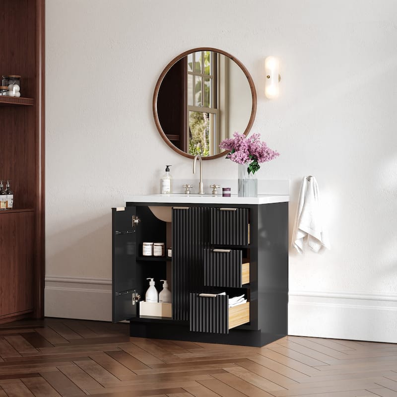 Ariel P37LWQRVO Milan 37" Free Standing Single Basin Vanity Set with