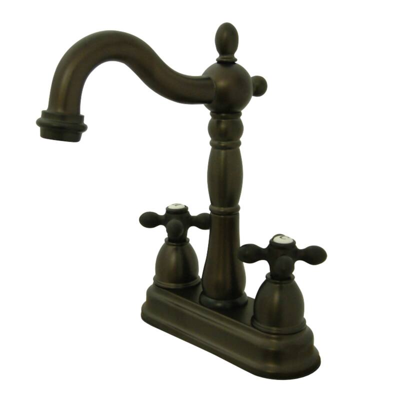 Kingston Brass Heritage Centerset Bar Faucet with Metal Cross Handles - Oil Rubbed Bronze