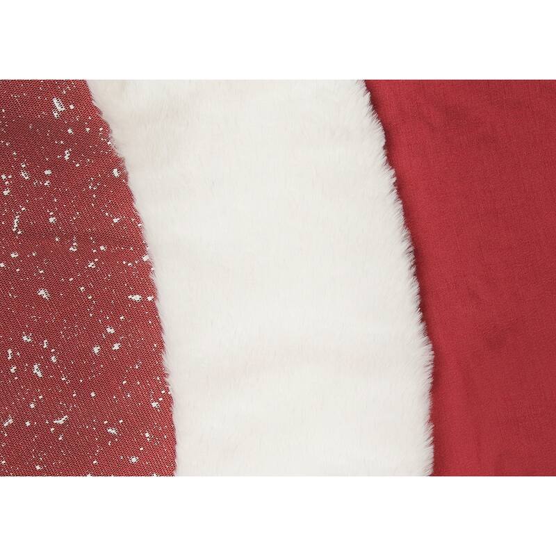Snow Scene Printed Christmas Tree w/ Faux Fur Trim Christmas Tree skirt, 56-inch - 56 in.