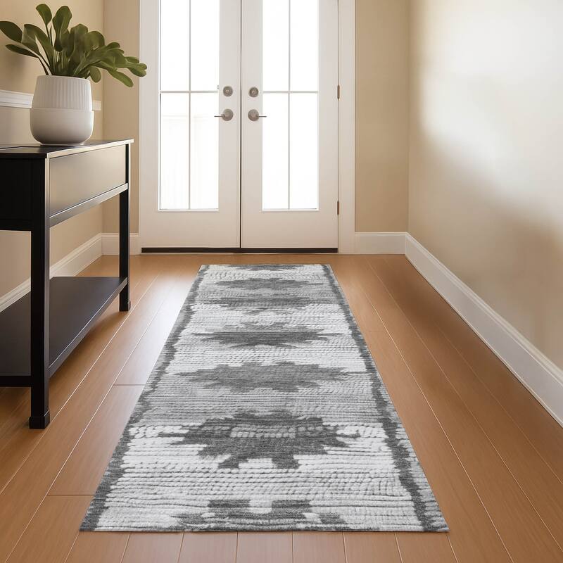 Premium Washable Super Soft Southwest Global Mayfield Rug - Gray - 2'3" x 7'6"